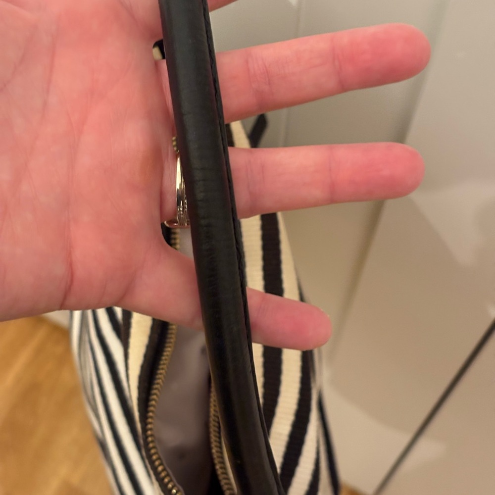 Kate Spade Black and Cream Striped Hand Shoulder Bag 10x10x5 VGUC - Picture 10 of 13